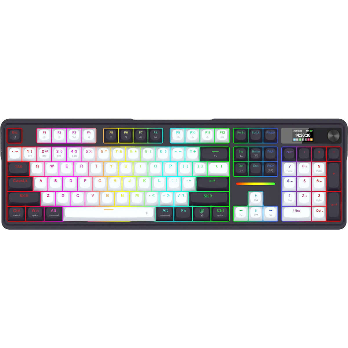 Redragon K762WB-RGB-PRO LCD Full-size Gasket Mechanical Keyboard - Black