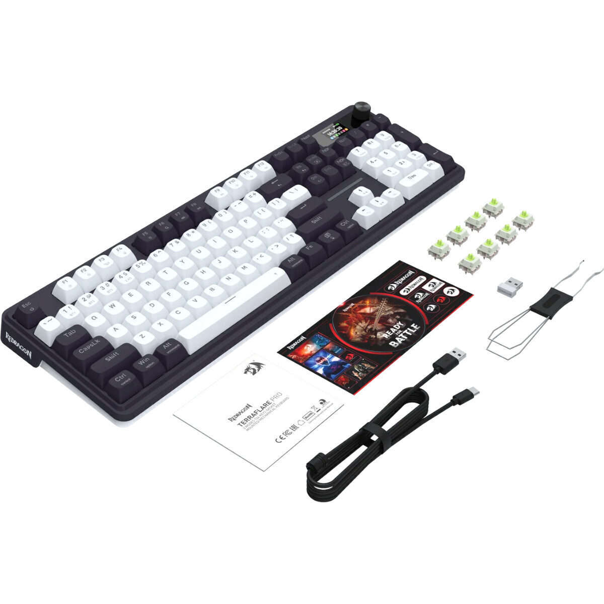 Redragon K762WB-RGB-PRO LCD Full-size Gasket Mechanical Keyboard - Black