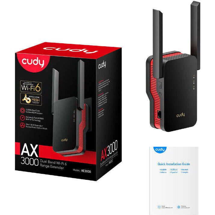 Cudy AX3000 WiFi Range Extender | Wall Plug