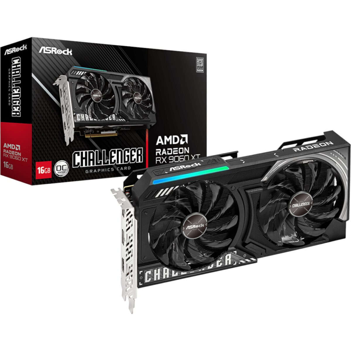 ASRock Radeon RX 9060 XT Challenger 16GB OC Graphics Card (RDNA 4, PCIe 5.0)