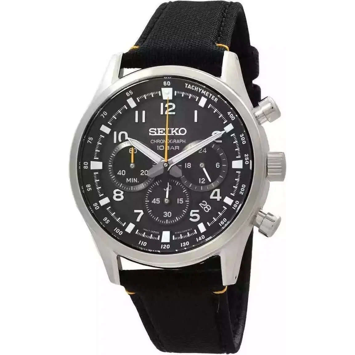 Seiko Discover More Sport Chronograph Nylon Strap Black Dial Quartz SSB449P1 100M Men's Watch