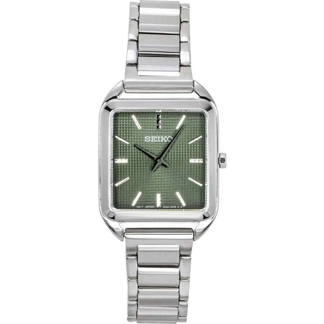Seiko Essentials Stainless Steel Green Dial Quartz SWR075P1 Women's Watch