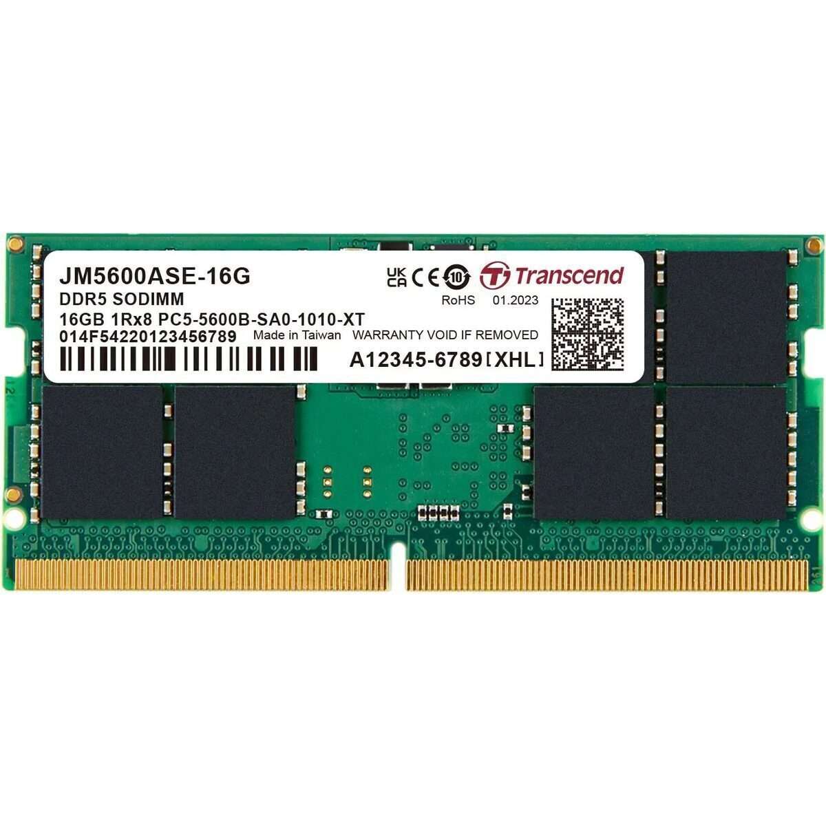 TRANSCEND JET MEMORY 16GB DDR5-5600 NOTEBOOK SO-DIMM 1RX8 CL46  (2Gx8)x8