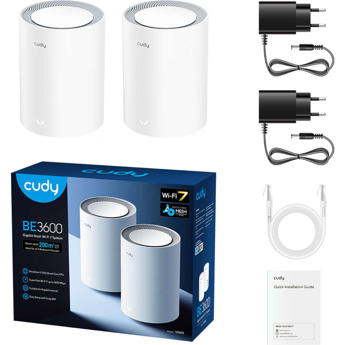 Cudy BE3600 Gigabit Mesh Wi-Fi 7 System (M3600)  2 Pack