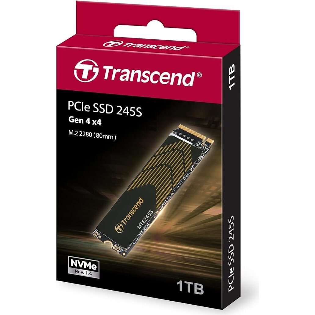 TRANSCEND 1 TB MTE245S PCI-E  GEN 4X4 M.2 NVMe 2280 SSD 3D TLC - 5300 MB/s Read 4600 MB/s Write -...