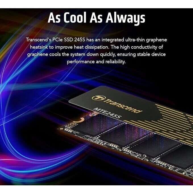 TRANSCEND 1 TB MTE245S PCI-E  GEN 4X4 M.2 NVMe 2280 SSD 3D TLC - 5300 MB/s Read 4600 MB/s Write -...