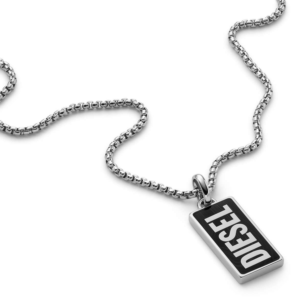 Diesel Jewels Men's Black Agate Pendant Necklace - DogTag (DX1515040)
