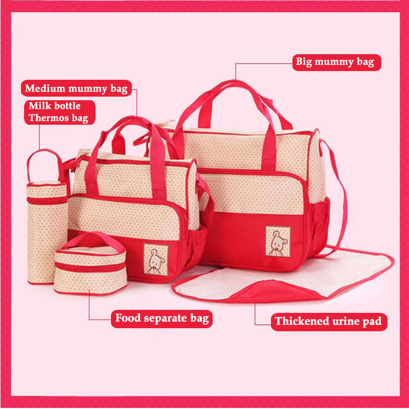 5 in 1 Multifunctional Diaper Bag (RED)