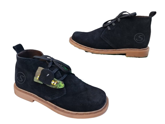 Mens Safari Boots Black Genuine Leather  suede Size 10