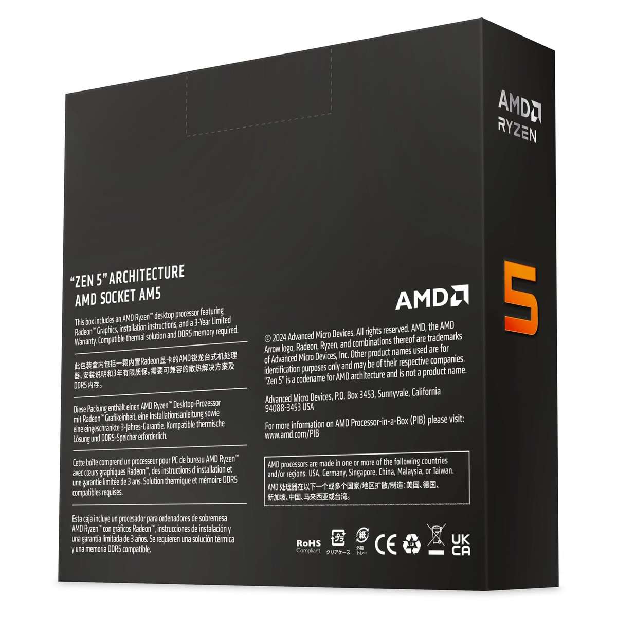 AMD Ryzen 5 9600X CPU - AMD Ryzen 5 6-Core Socket AM5 5.40GHz Processor