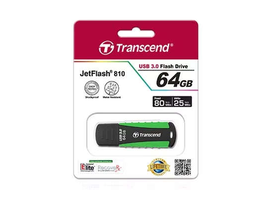 Transcend JetFlash 810 64GB Green USB 3.2 Gen 1 Type-A Black and USB Flash Drive