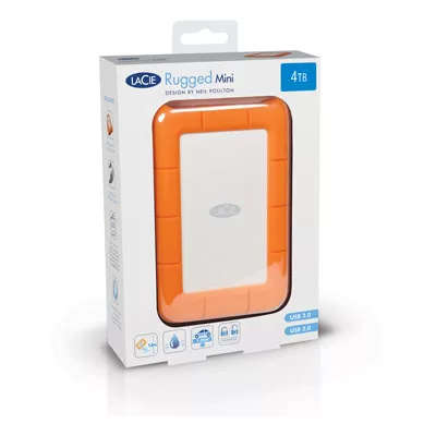 LaCie Rugged Mini 2TB Orange and Silver External Hard Drive