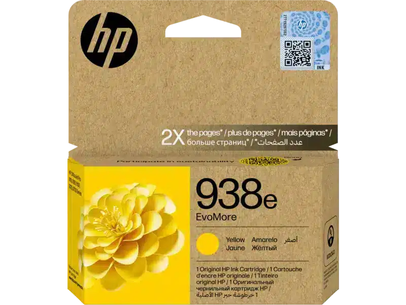 HP 938e EvoMore Yellow Ink Cartridge 1,650 Pages Original 4S6Y1PE Single-pack