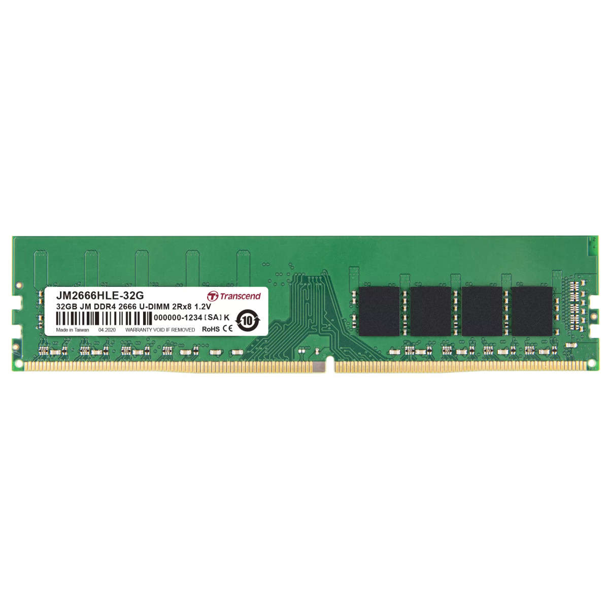 Transcend JetRam JM2666HLE-32G Memory Module U-DIMM 32GB DDR4 2666MHz