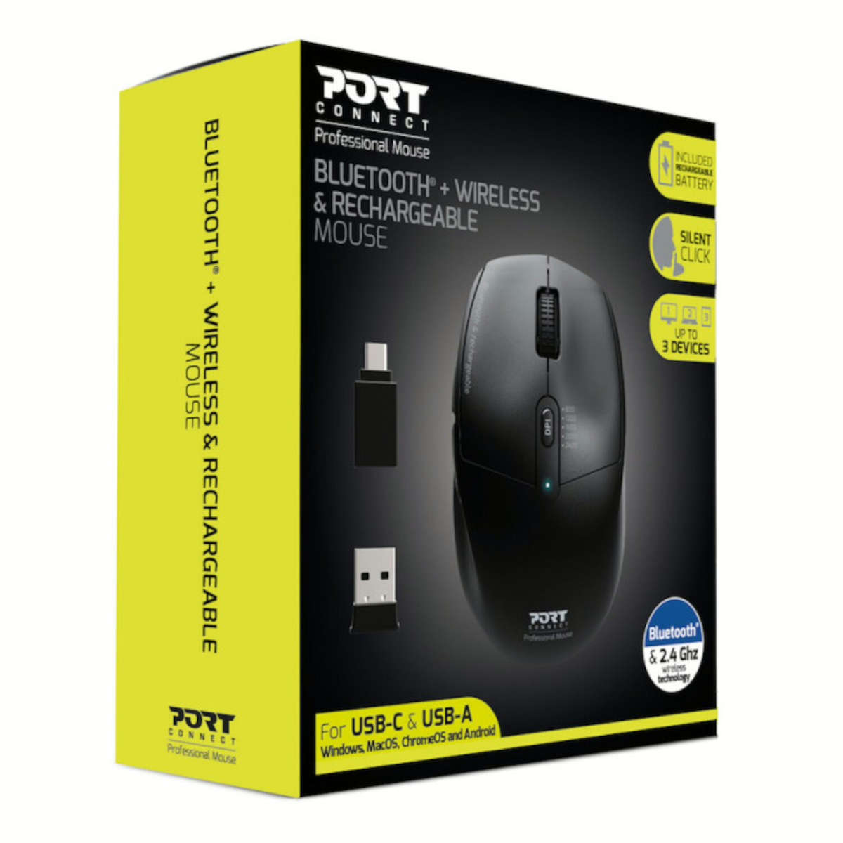 Port Connect 2.4GHz Wireless Bluetooth? Rechargeable Mouse PRO