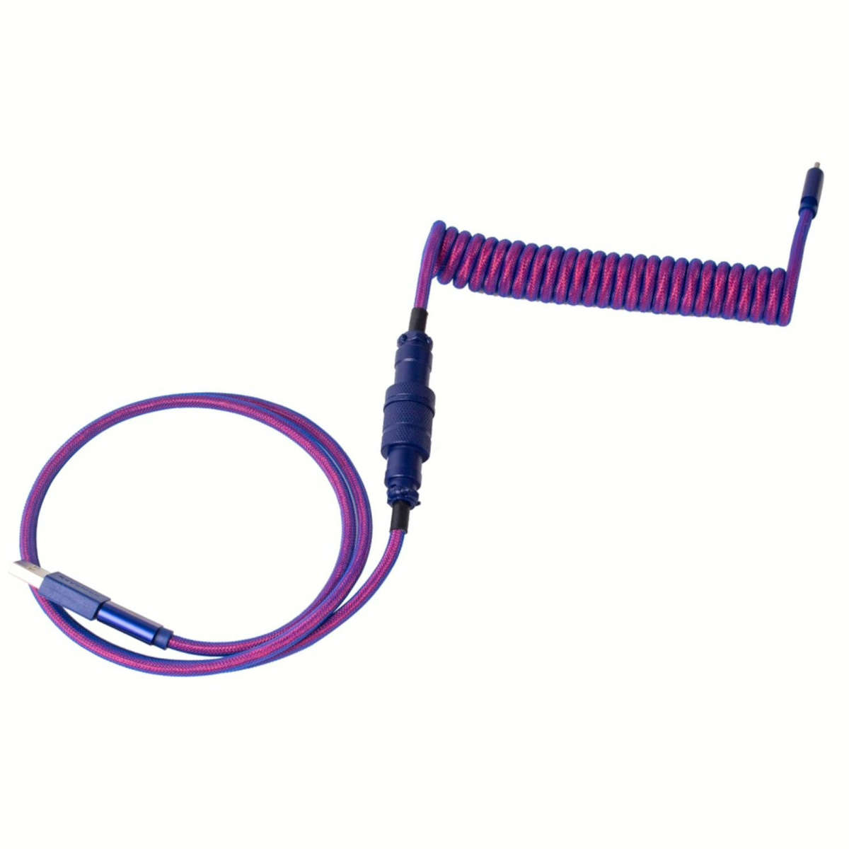 Keychron Premium Coiled Aviator USB Cable | Type-C + USB-A Adapter | Detachable Aviator Connector...