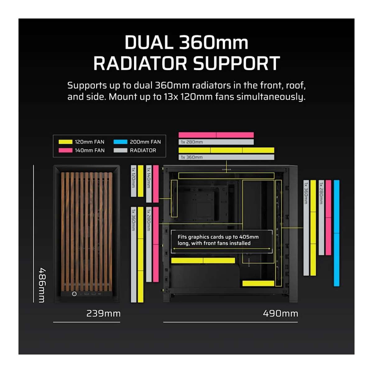 Corsair FRAME 4000D RS WOOD Modular Mid-Tower PC Case Walnut