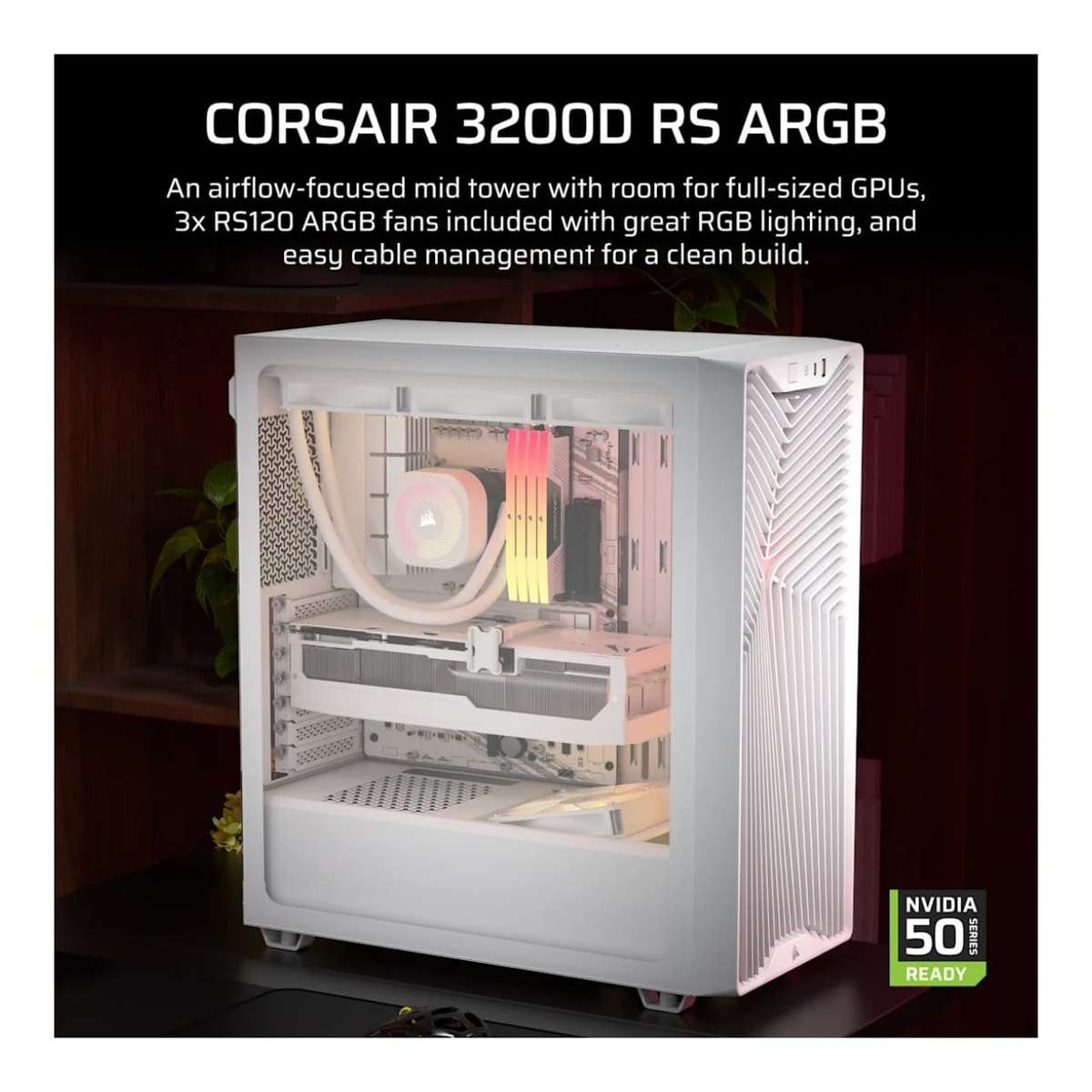 Corsair 3200D RS ARGB Mid-Tower PC Case White