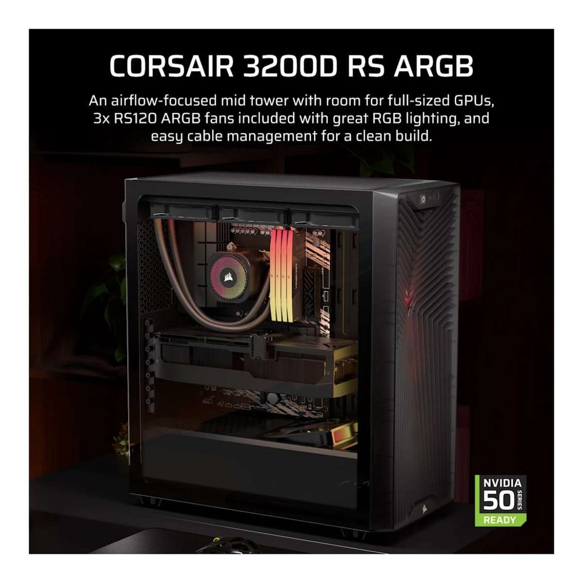 Corsair 3200D RS ARGB Mid-Tower PC Case Smoke
