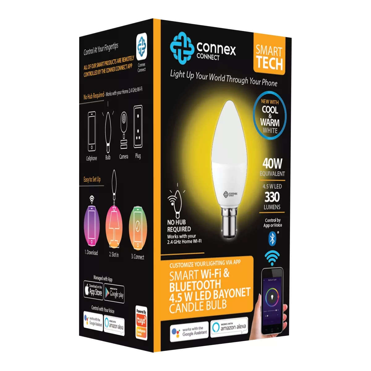 Connex Smart WiFi 4.5W LED Candle B15 Bayonet Bulb Cool White