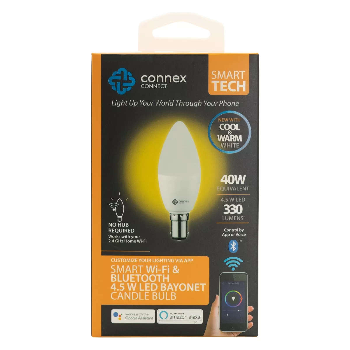 Connex Smart WiFi 4.5W LED Candle B15 Bayonet Bulb Cool White