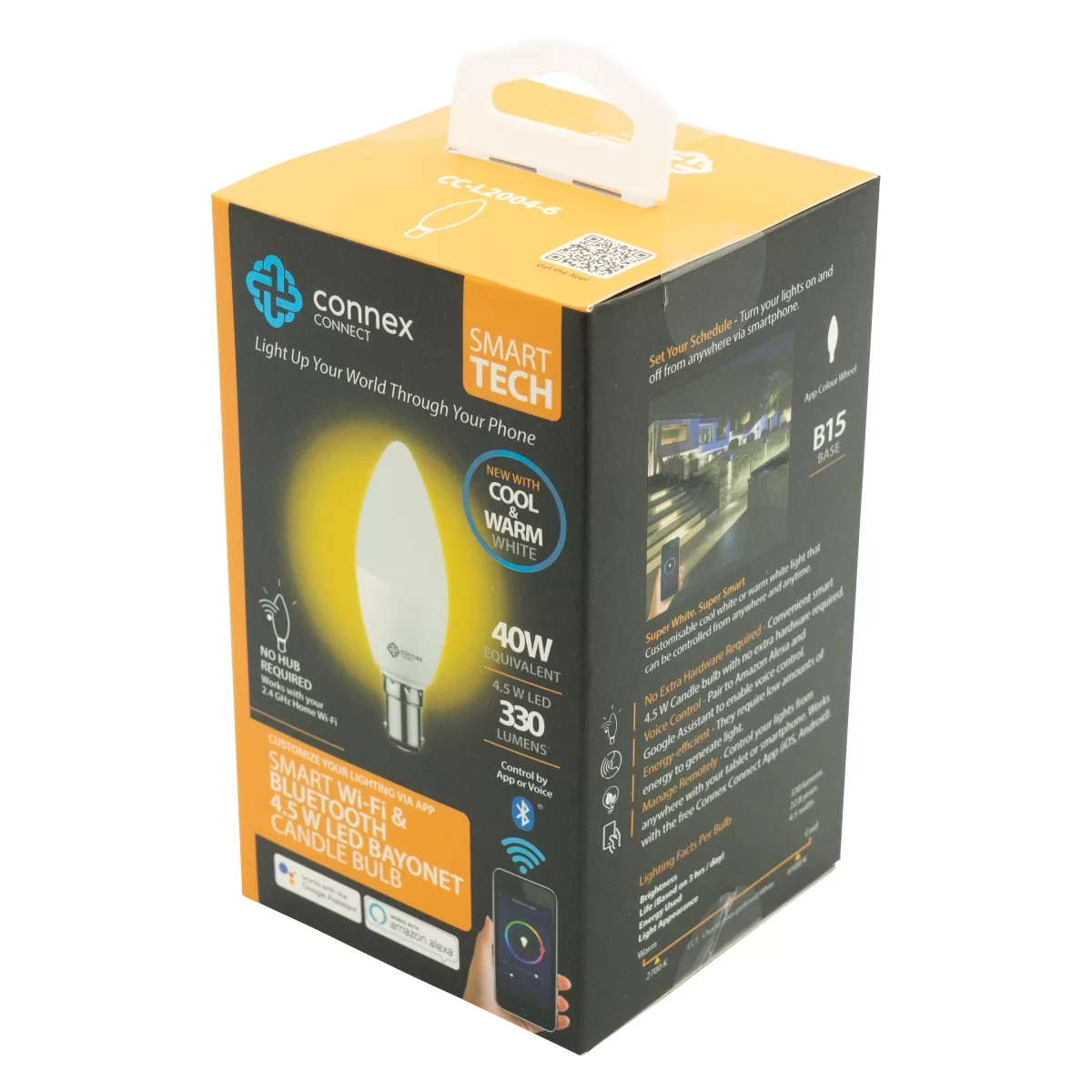 Connex Smart WiFi 4.5W LED Candle B15 Bayonet Bulb Cool White