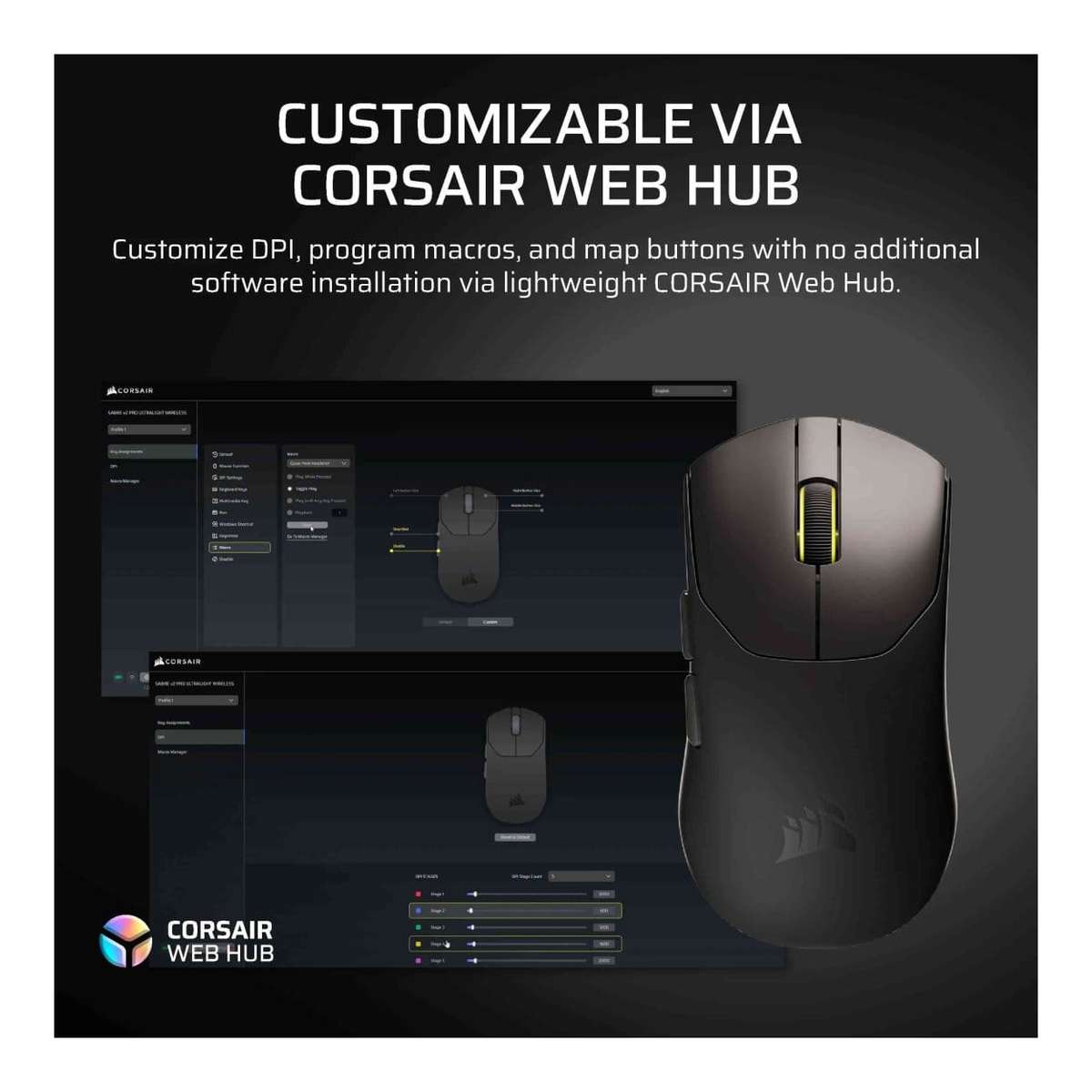 Corsair SABRE v2 Pro Utralight Wireless Gaming Mouse - Black