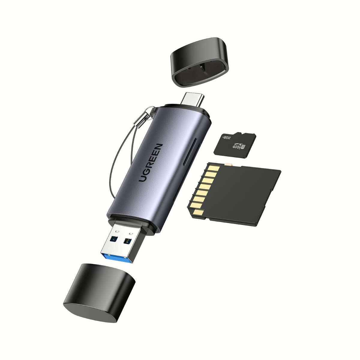 UGREEN CM185-50706 2-in-1 OTG Card Reader | Type-C | USB-A - Silver