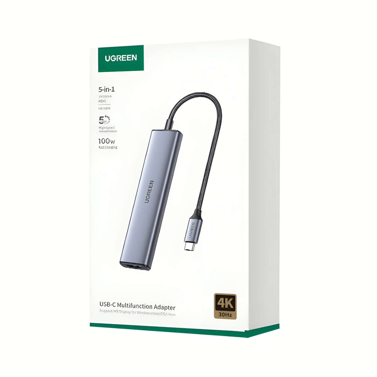 UGREEN Revodok 5-in-1 Type-C Hub | 4K HDMI, USB-A and Type-C Ports  Silver