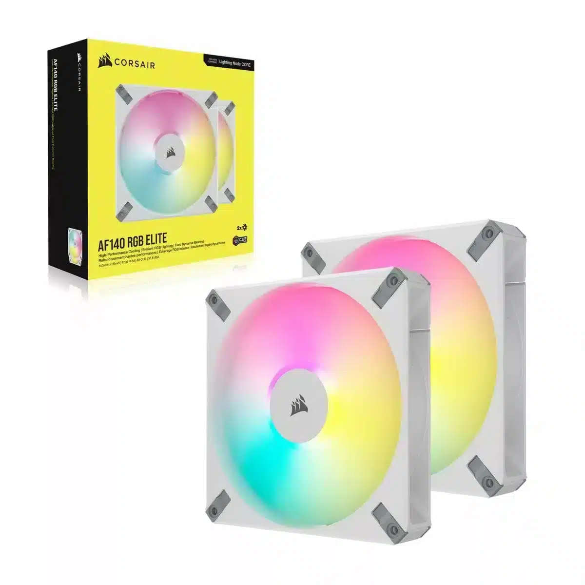 Corsair iCUE AF140 RGB Elite 140mm PWM Case Fan White 2-pack