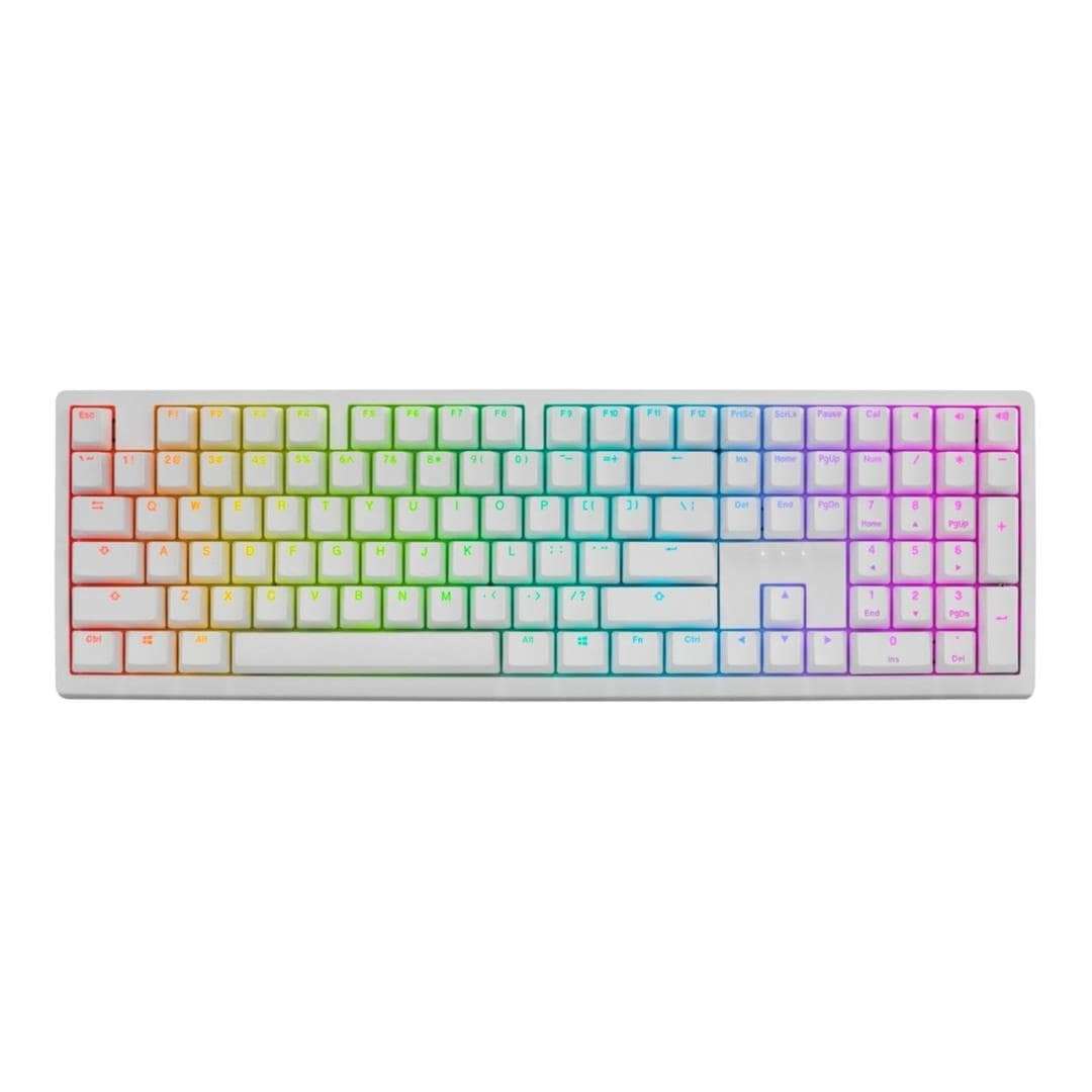 Ducky Zero 6108 Wireless RGB Gaming Keyboard White with Cherry MX2A Blue Clicky Switches