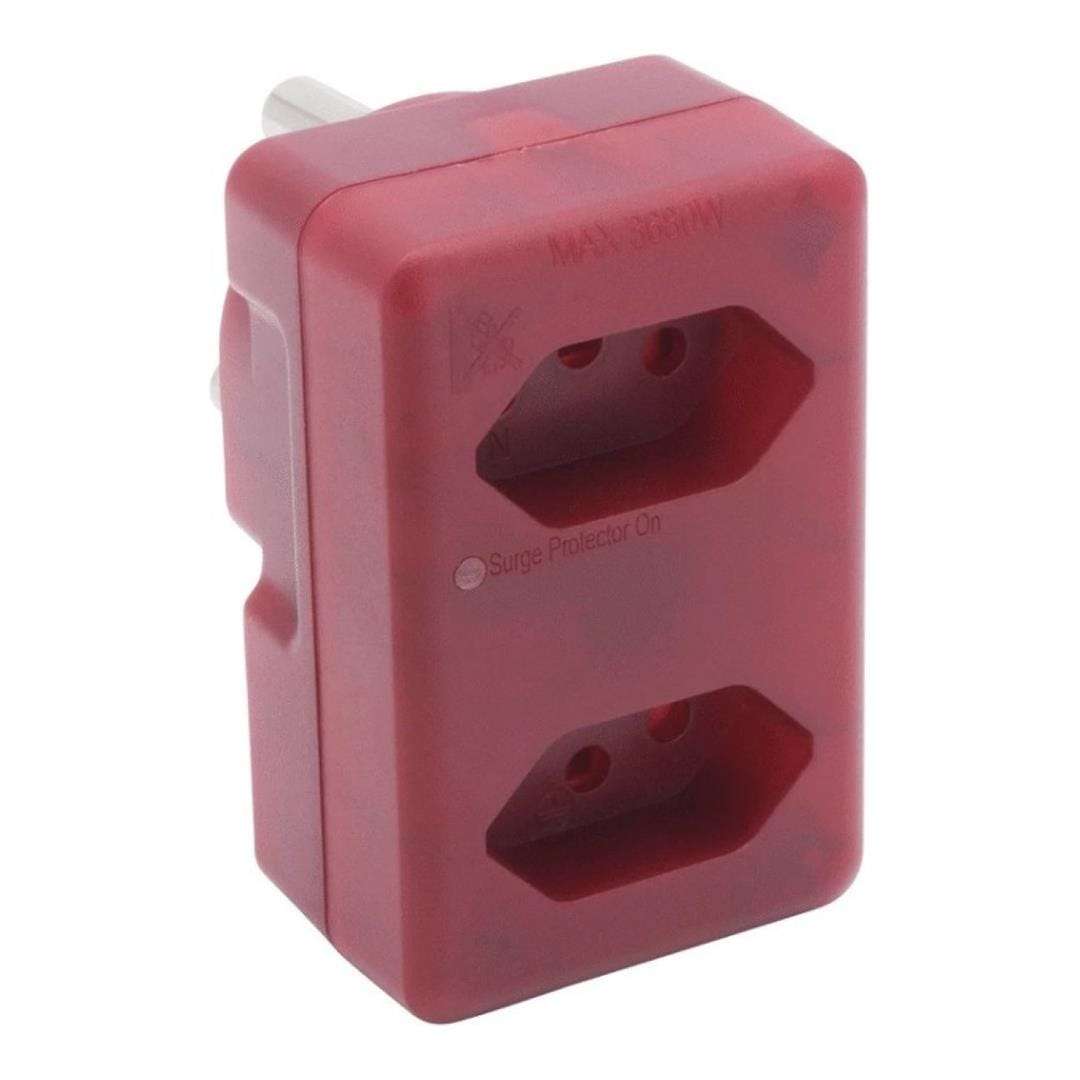 Ellies 2 Way High Surge Adaptor 2x16A Red