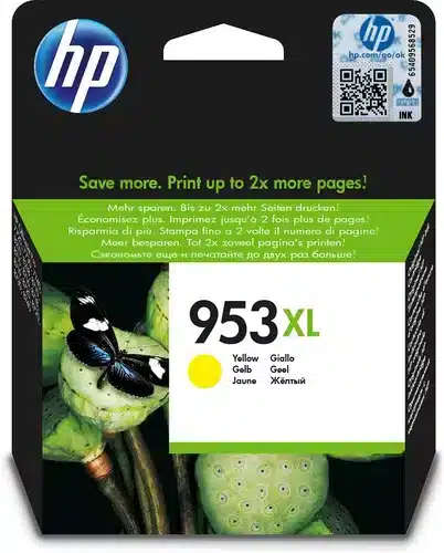 HP 953XL Yellow High Yield Printer Ink Cartridge Original F6U18AE Single-pack