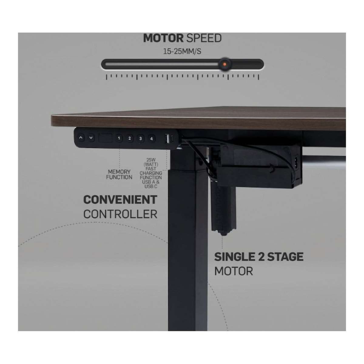 Everfurn Berlin Height-Adjustable Desk Base and Controller Black