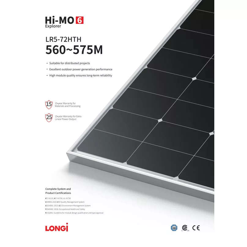 Longi 575W LR5-72HTH-575M Mono Solar Panel