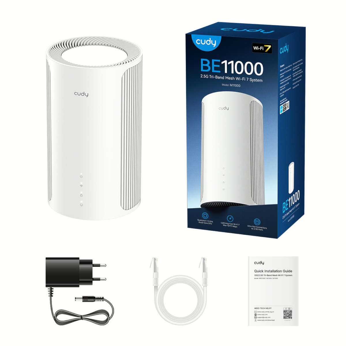 Cudy BE11000 Wi-Fi7 Tri-band Mesh Wi-Fi System (1 Pack)-White