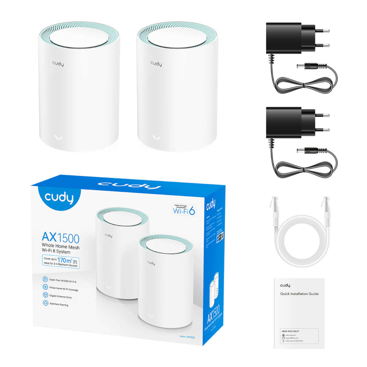 Cudy AX1500 Gigabit Mesh Wi-Fi 6 System  2 Pack
