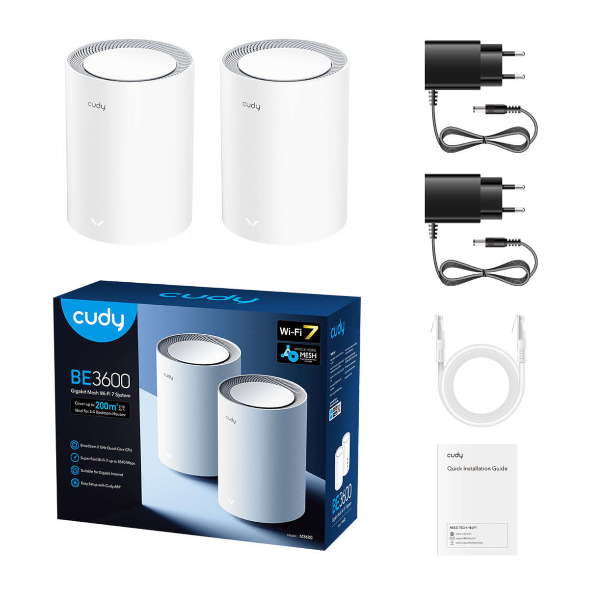 Cudy BE3600 Gigabit Mesh Wi-Fi 7 System  2 Pack