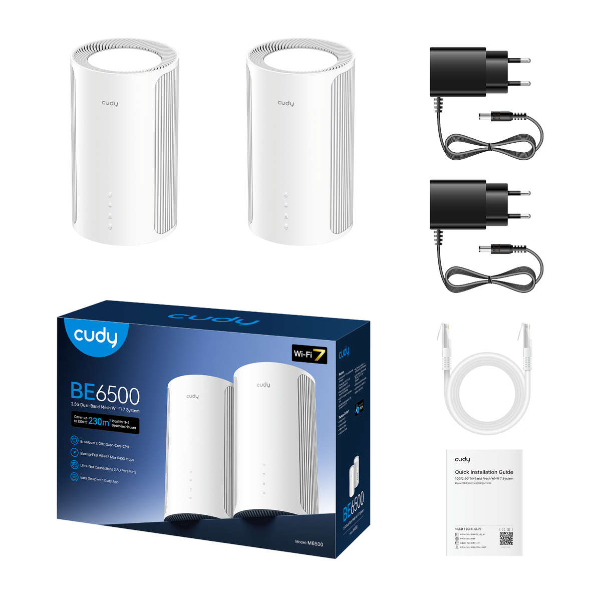 Cudy BE6500 2.5G Mesh Wi-Fi 7 System  2 Pack