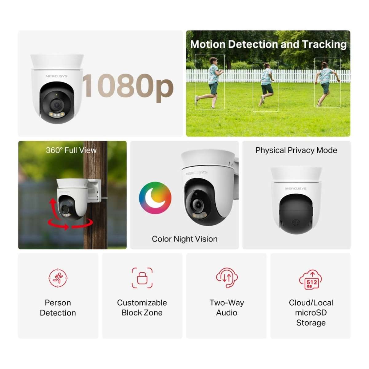 Mercusys MC500 2MP 4mm Wi-Fi Pan/Tilt Security Camera