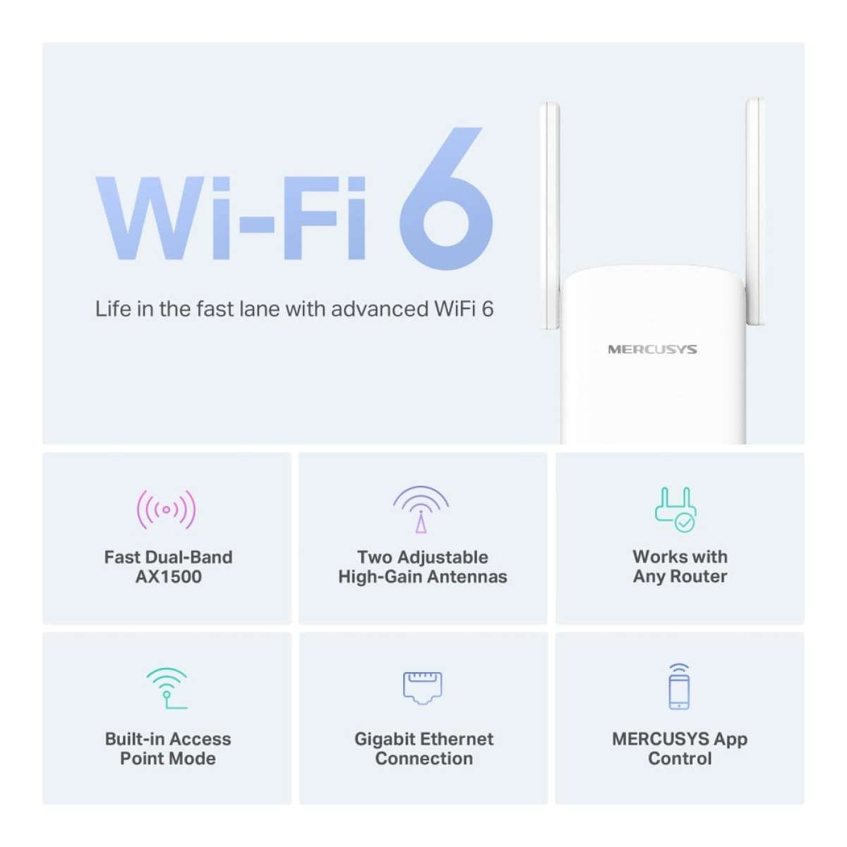 Mercusys AX1500 Wi-Fi 6 Range Extender White