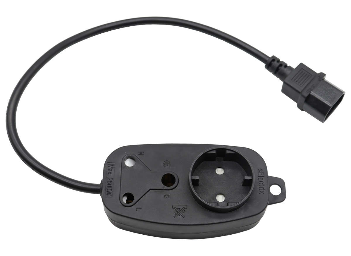 Multi Plug 1x16A 1x5A 0.5m IEC Cord Black