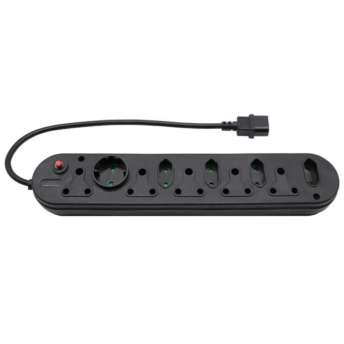 Multi Plug 5x16A 5x5A 0.5m IEC Cord Black