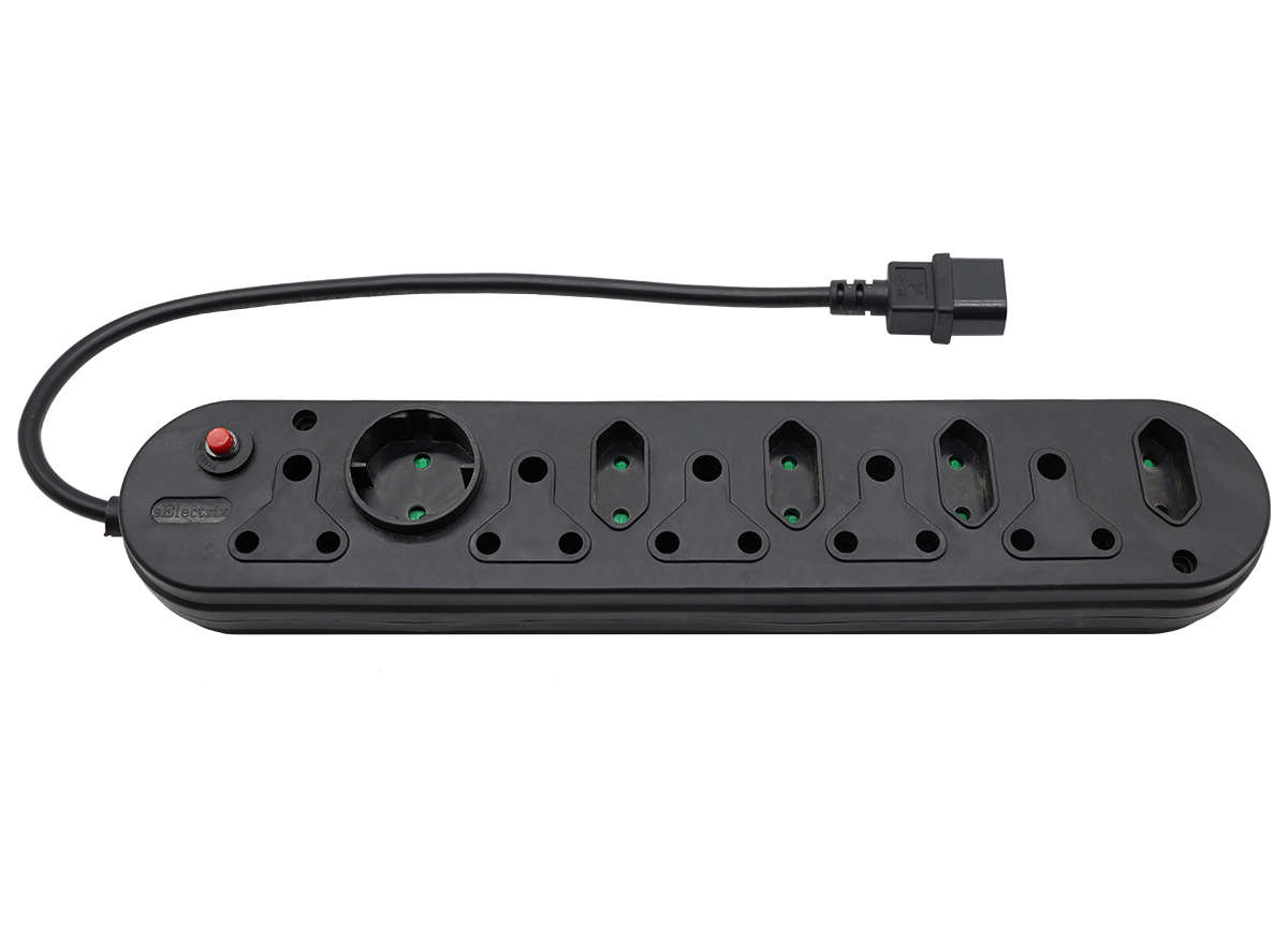 Multi Plug 5x16A 5x5A 0.5m IEC Cord Black