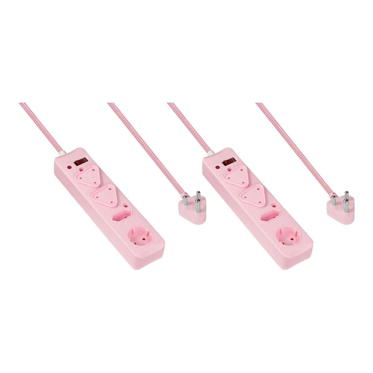 Switched 4-Way Surge Multiplug 0.5m Pink