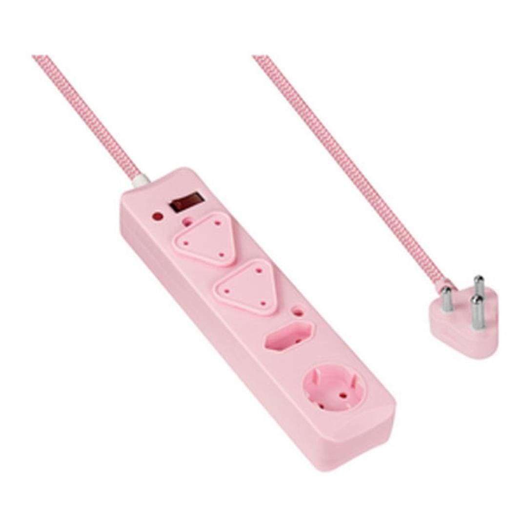 Switched 4-Way Surge Multiplug 0.5m Pink