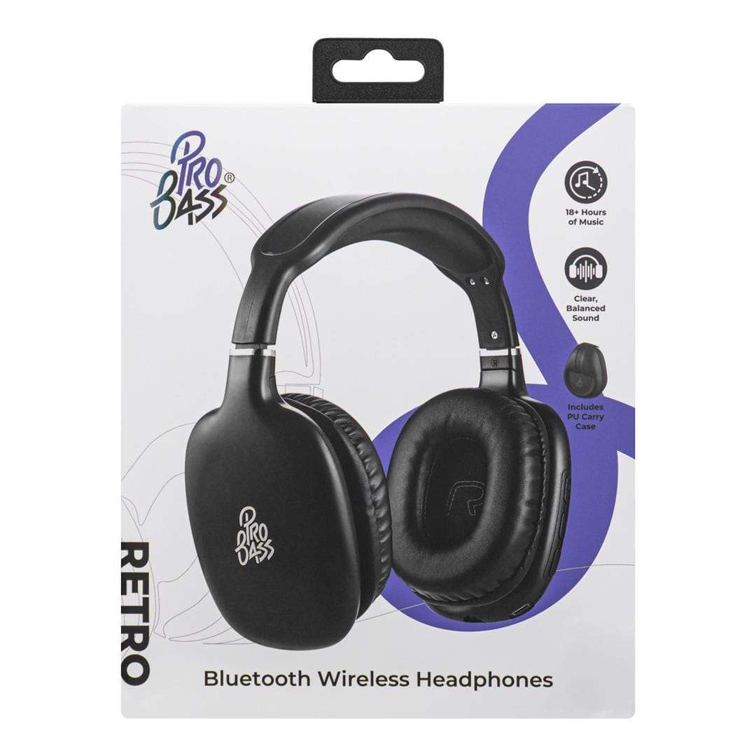 Pro Bass Retro Wireless Headphone Black