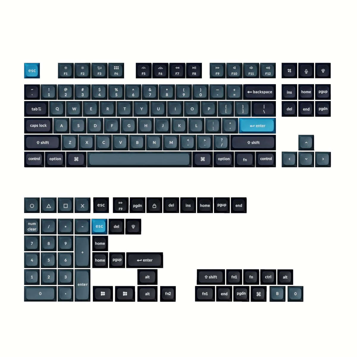 Keychron Double Shot KSA PBT Keycap Set - Dark Grey/Grey/Blue