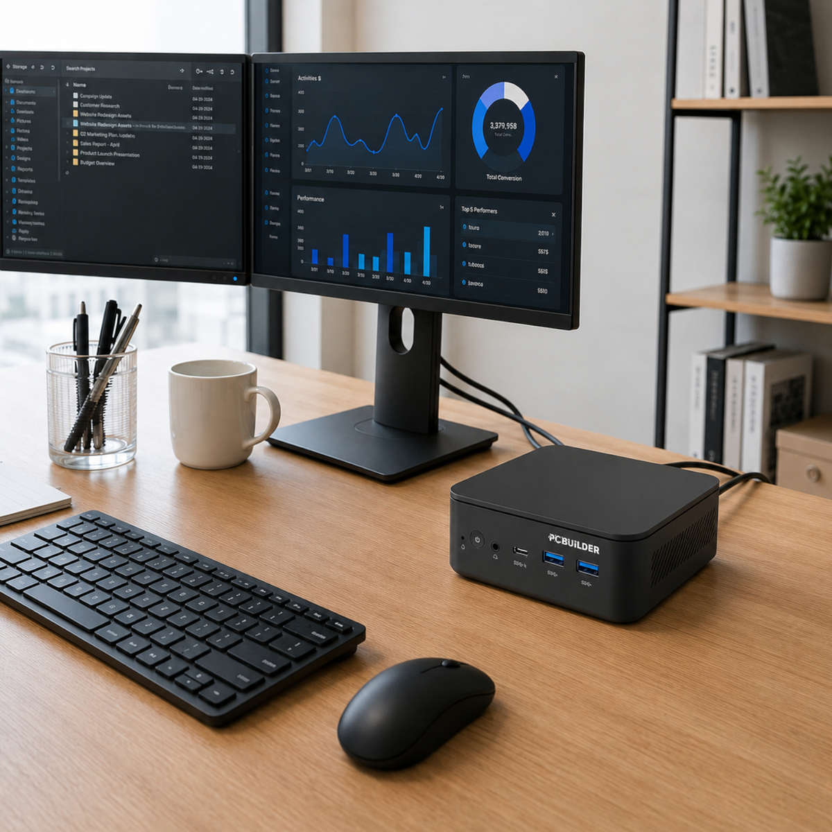 PCBuilder CUBE Intel Core 3-100U 12GB DDR5 512GB Windows 11 Pro Mini PC