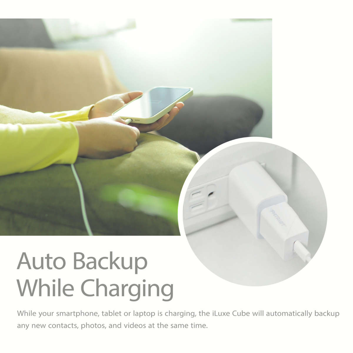 Patriot iLuxe Cube 128GB Type-C Smart Backup Solution - White